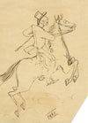 Edouard T. Vieux, Fin-de-siècle Dandy Horse Riding – 1887 pen & ink drawing