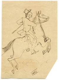 Edouard T. Vieux, Fin-de-siècle Dandy Horse Riding – 1887 disegno a penna e inchiostro
