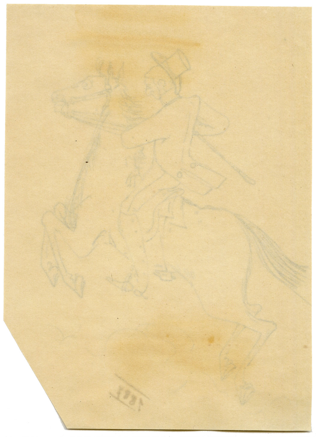 Edouard T. Vieux, Fin-de-siècle Dandy Horse Riding – 1887 disegno a penna e inchiostro