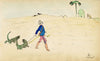 Edouard T. Vieux, French Officer in North Africa with Crocodile – c.1890 drawing