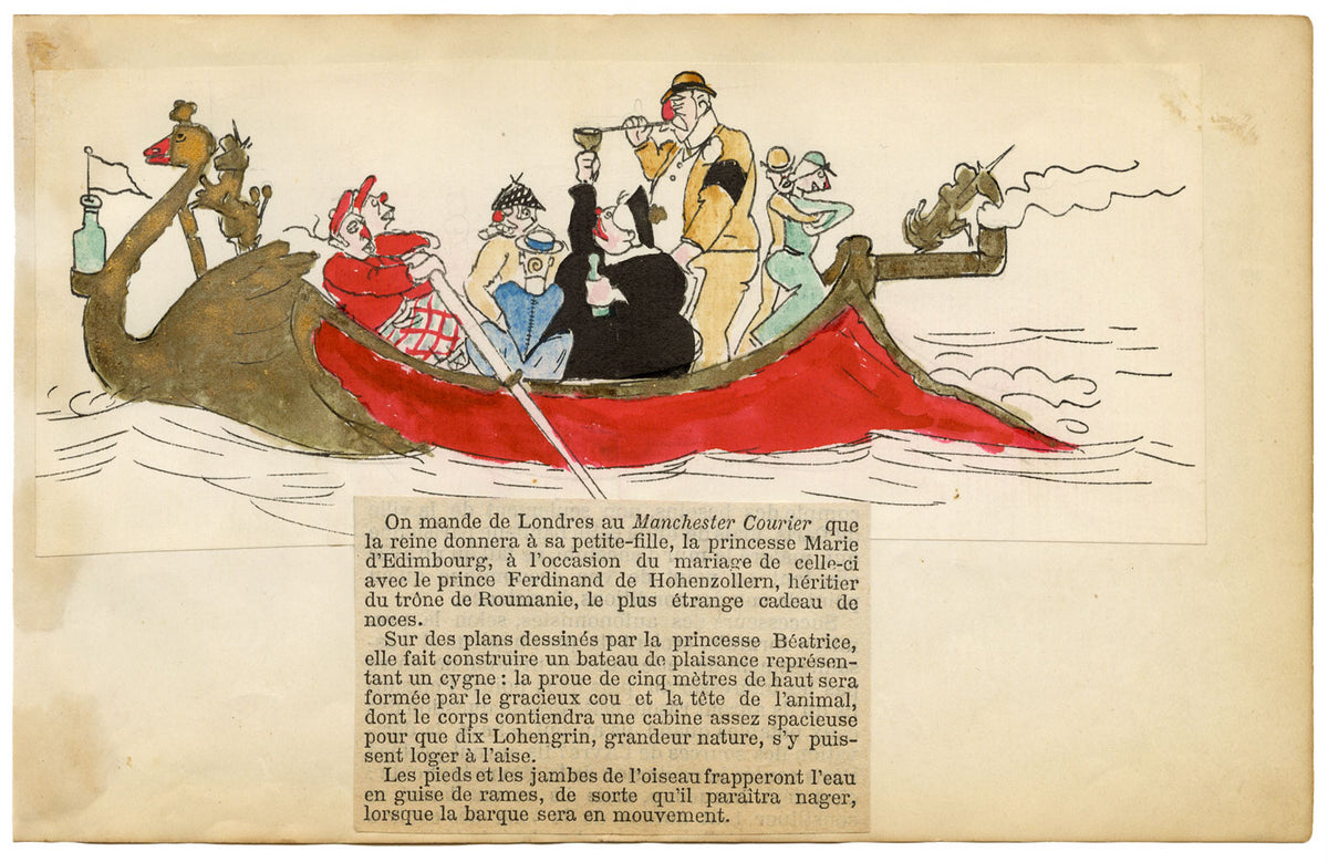 Edouard T. Vieux, Fumetto della Regina Vittoria, Regalo di nozze in barca – disegno del 1893 circa