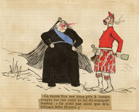 Edouard T. Vieux, Queen Victoria & Footservant Cartoon –c.1890 ink drawing