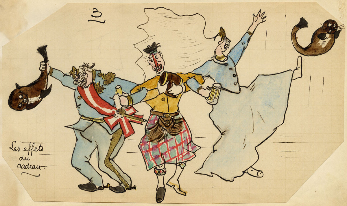 Edouard T. Vieux, Princess Helena & Prince Christian Cartoon – c.1890 drawing