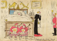 Edouard T. Vieux, Queen Victoria in Bed at Osborne House Cartoon –c.1890 drawing