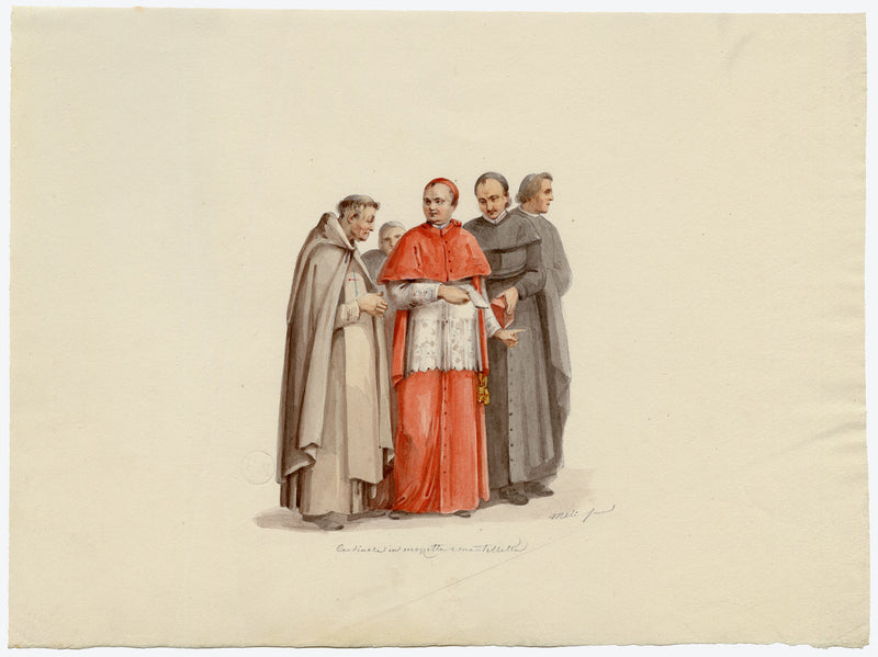 Giosuè Meli, Cardinal in Mozzetta & Mantelletta, Rome – c.1840 watercolour