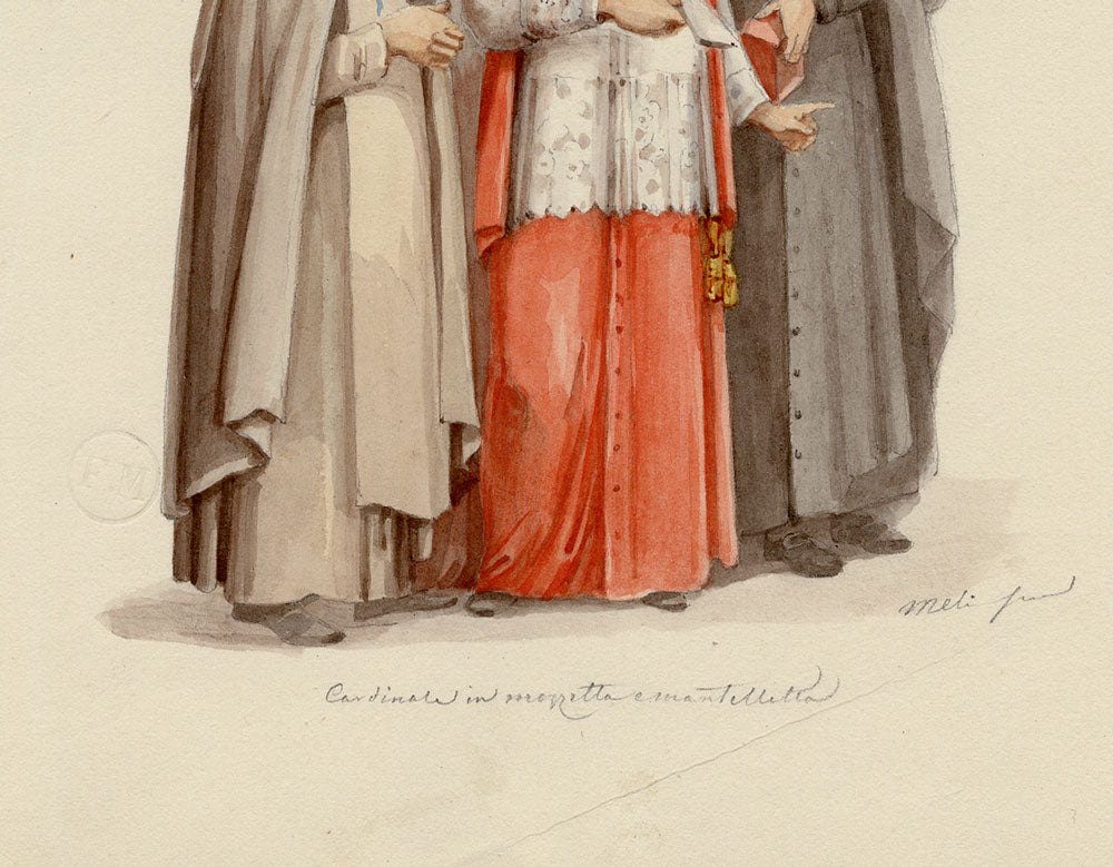Giosuè Meli, Cardinal in Mozzetta & Mantelletta, Rome – c.1840 watercolour