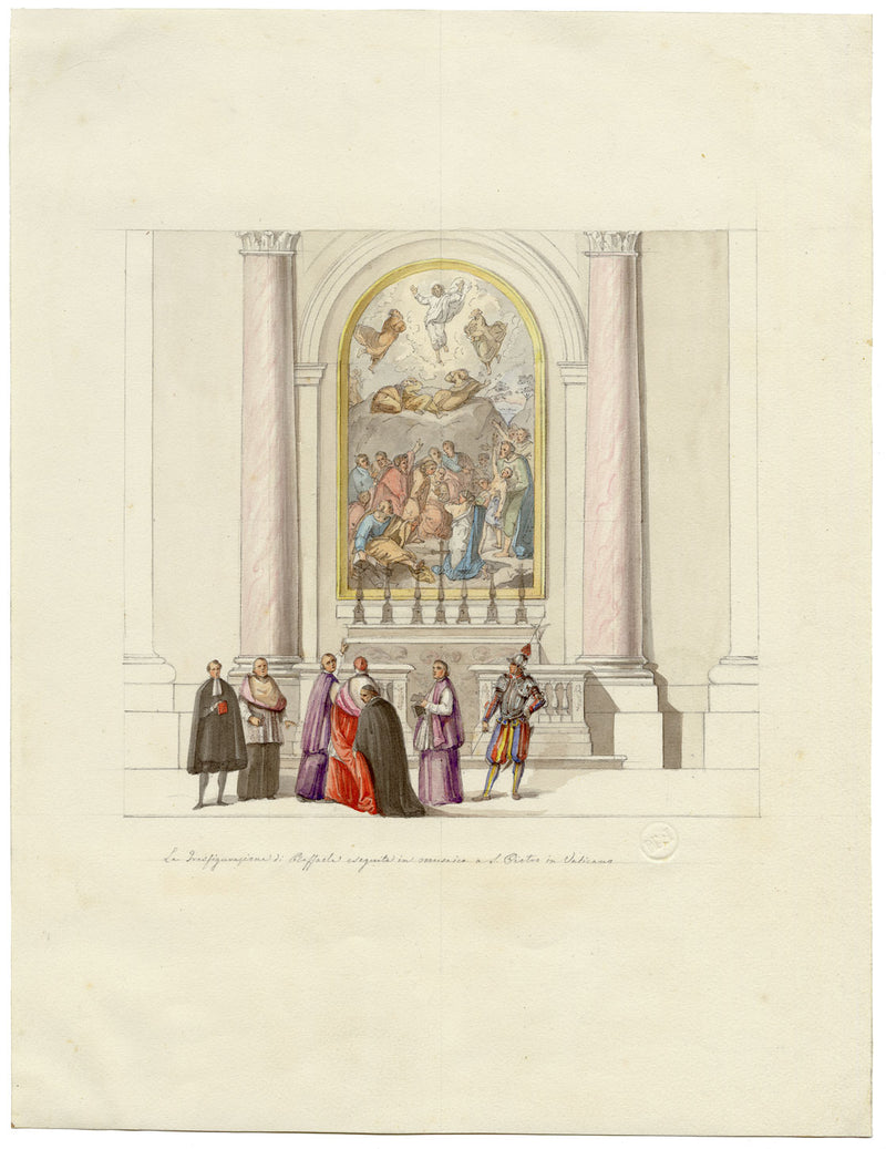 Giosuè Meli, Mosaico de la Transfiguración de Rafael, Basílica de San Pedro, Vaticano – c.1840, acuarela