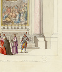 Giosuè Meli, Mosaico de la Transfiguración de Rafael, Basílica de San Pedro, Vaticano – c.1840, acuarela