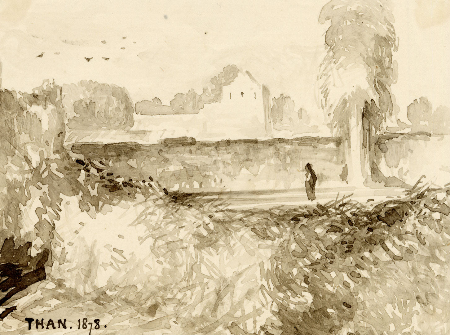 Sir James Peile, Fort at Thana, Maharashtra, India – 1878 watercolour painting