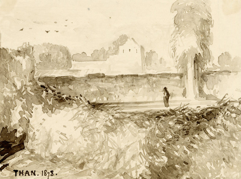 Sir James Peile, Fort at Thana, Maharashtra, India – 1878 watercolour painting