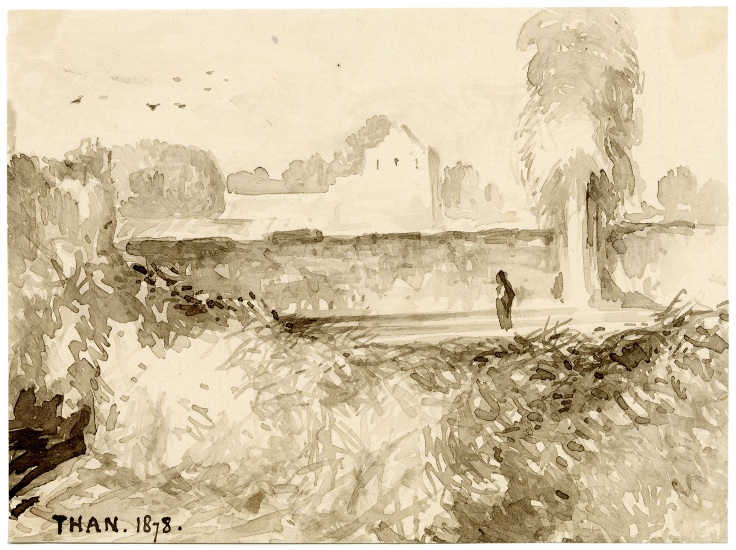 Sir James Peile, Fort at Thana, Maharashtra, India – 1878 watercolour painting