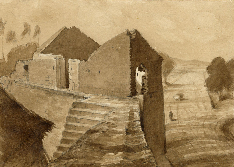 Sir James Peile, Walls of Mhowa, Kathiawar, Gujarat, India – 1864 painting