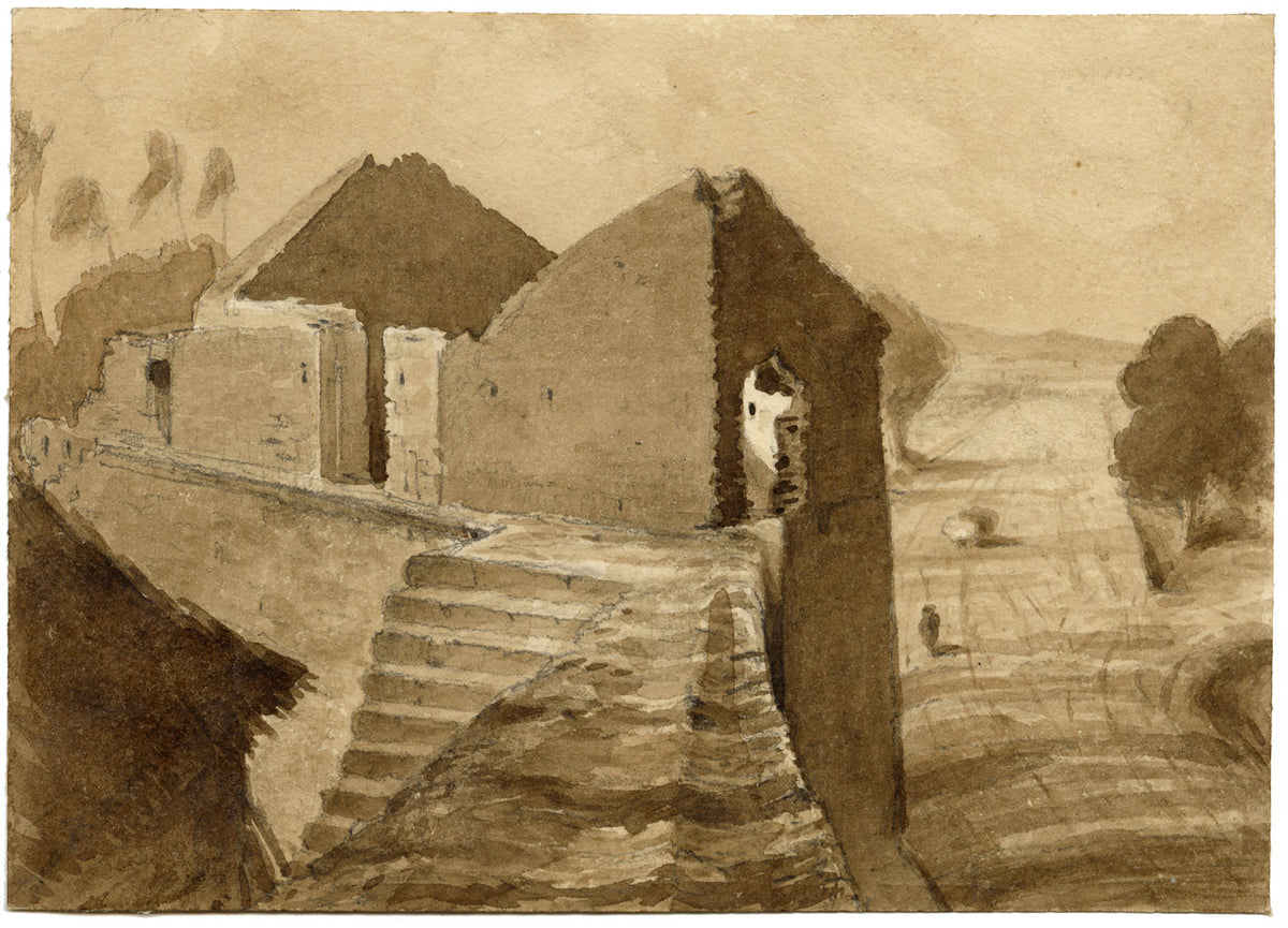 Sir James Peile, Walls of Mhowa, Kathiawar, Gujarat, India – 1864 painting