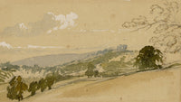Rolland, Landscape View, Henley-on-Thames – Original 1843 watercolour painting