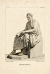 Demosthenes Statue, Greek Statesman & Orator – 18th-century engraving print