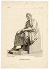 Demosthenes Statue, Greek Statesman & Orator – 18th-century engraving print