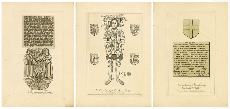 John Sell Cotman, Norfolk Church Architecture – Set of 3 etching prints 1816