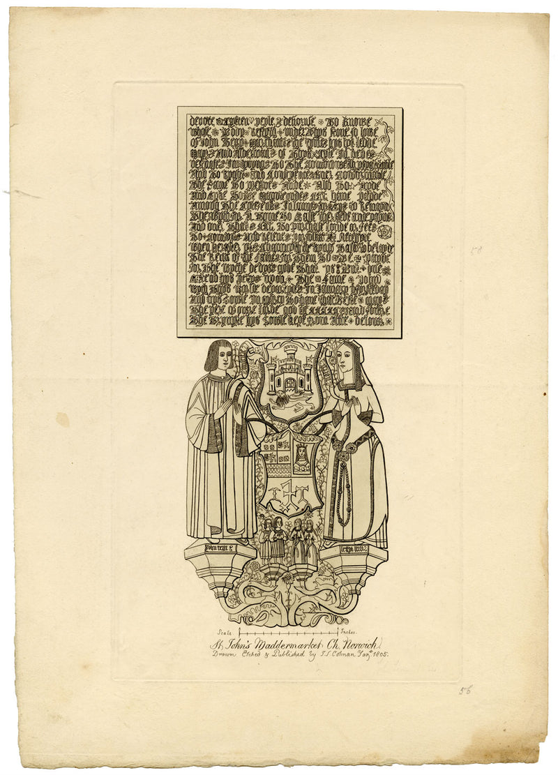 John Sell Cotman, Arquitectura de la iglesia de Norfolk – Conjunto de tres grabados al aguafuerte, 1816