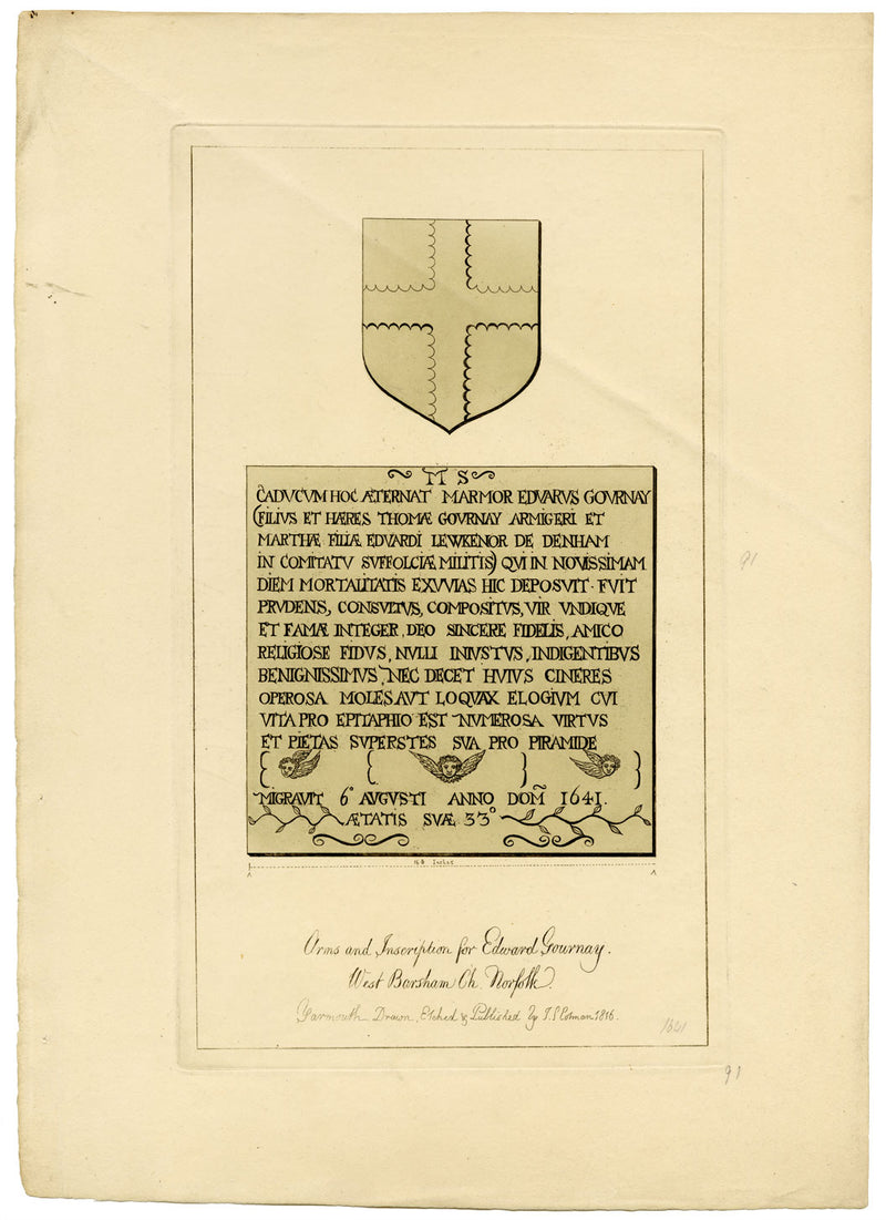 John Sell Cotman, Arquitectura de la iglesia de Norfolk – Conjunto de tres grabados al aguafuerte, 1816