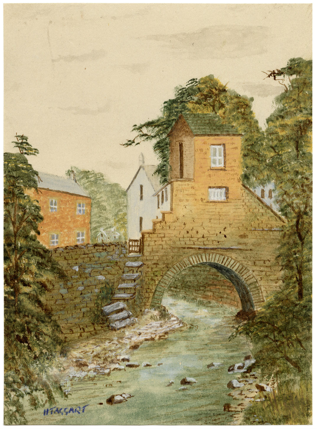 H. Taggart, Bridge House, Ambleside, Lake District – early C20th watercolour