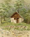 L.S., Hut by Lake Thun, Switzerland – late 19th-century watercolour painting