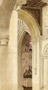 L.S., Christ Church Cathedral, Oxford, Interior – 1893 watercolour painting