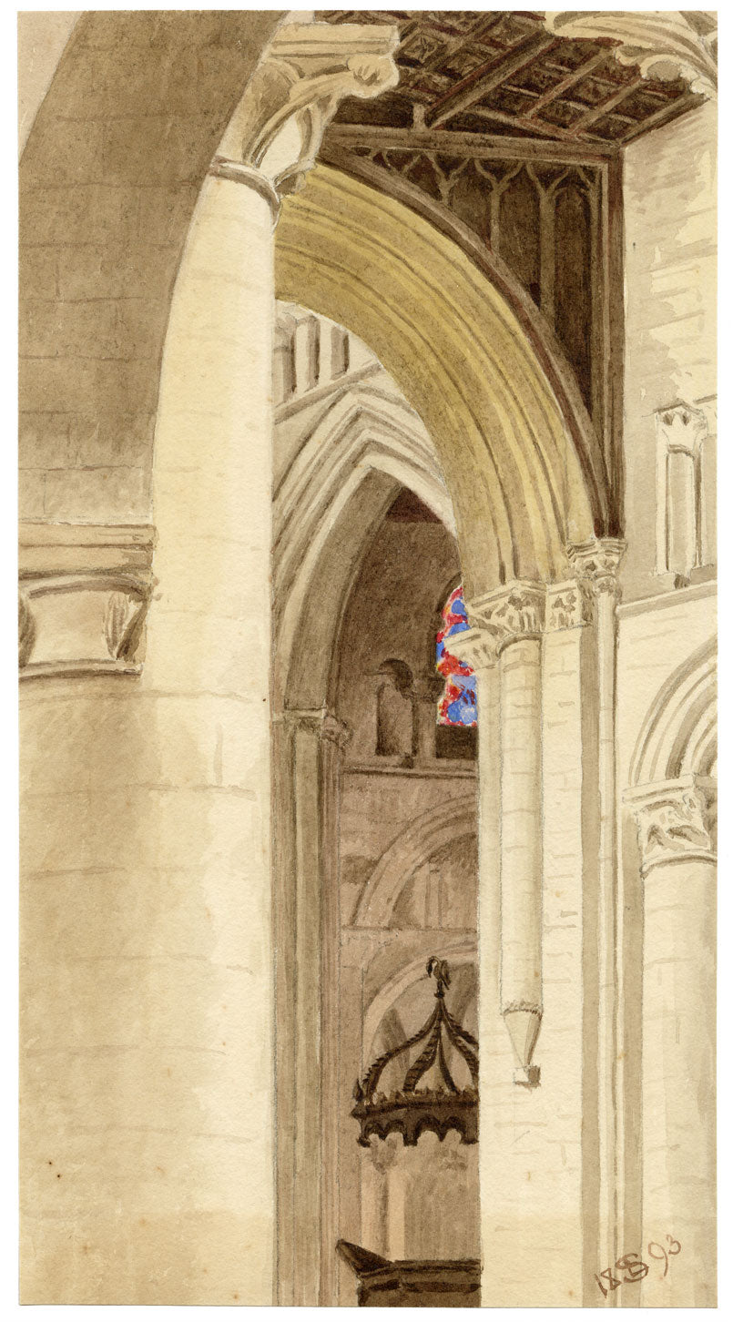 LS, Cattedrale di Christ Church, Oxford, Interno – acquerello del 1893