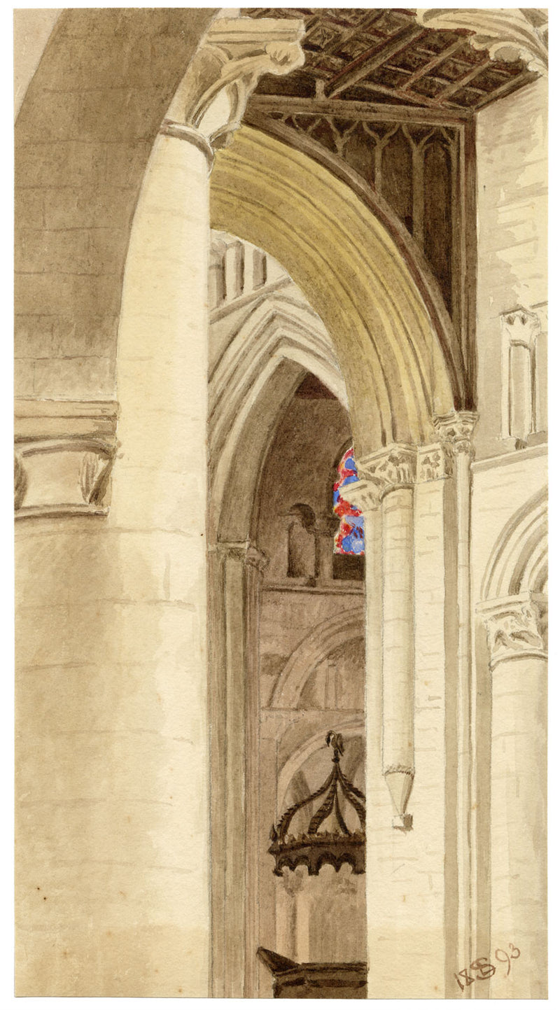 LS, Cattedrale di Christ Church, Oxford, Interno – acquerello del 1893