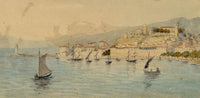 Cannes from the Bay, French Riviera – Original 19th-century watercolour painting