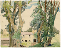 Eleanor Hughes RI, Granja entre árboles, East Sussex – acuarela de 1920