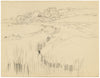 Eleanor Hughes RI, Udimore Landscape, East Sussex – 1920 graphite drawing