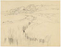Eleanor Hughes RI, Udimore Landscape, East Sussex – 1920 graphite drawing