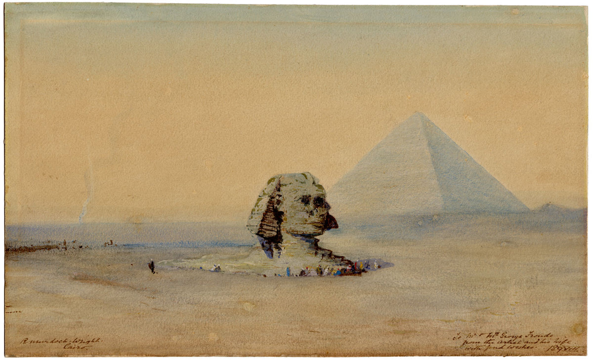Robert Murdoch Wright, Great Sphinx of Giza & Pyramid, Egypt – 1898 watercolour