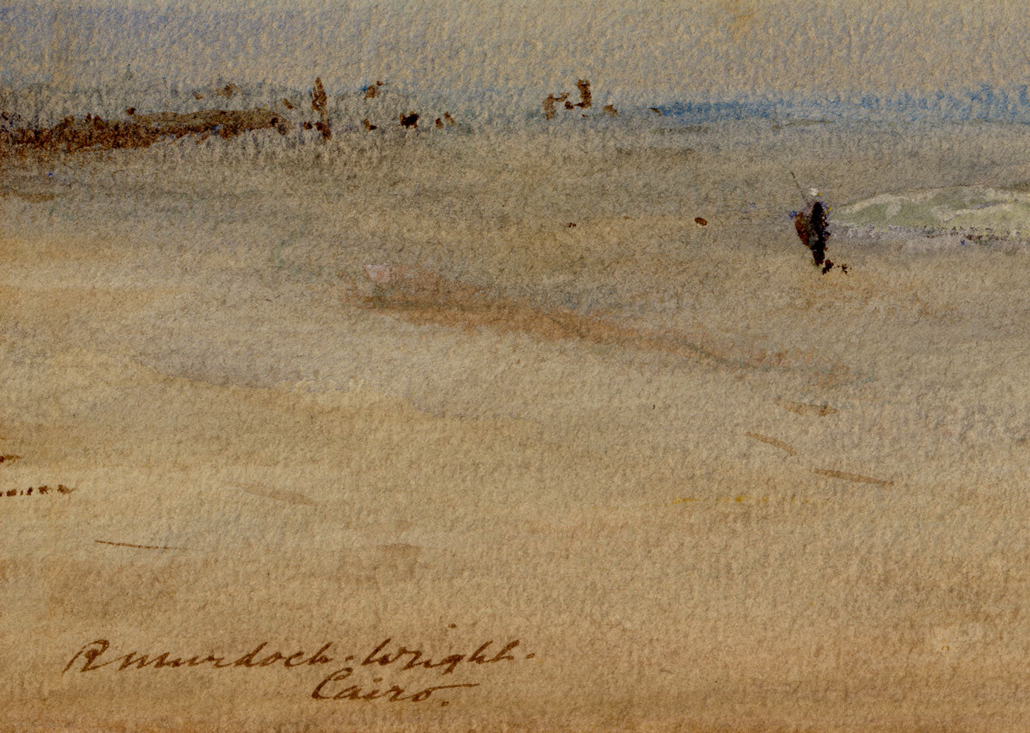 Robert Murdoch Wright, Grande Sfinge di Giza e Piramide, Egitto – acquerello del 1898