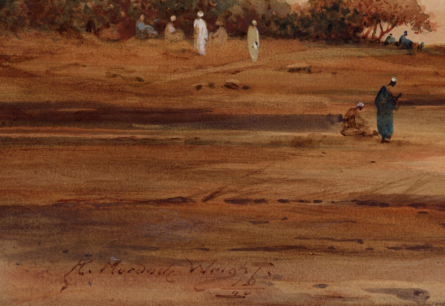 Robert Murdoch Wright, River Nile & Pyramids of Giza, Egypt – 1900 watercolour