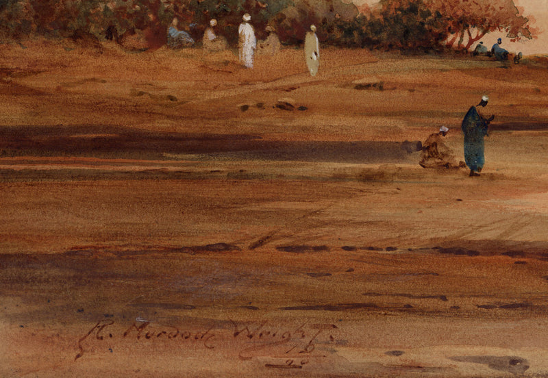 Robert Murdoch Wright, River Nile & Pyramids of Giza, Egypt – 1900 watercolour