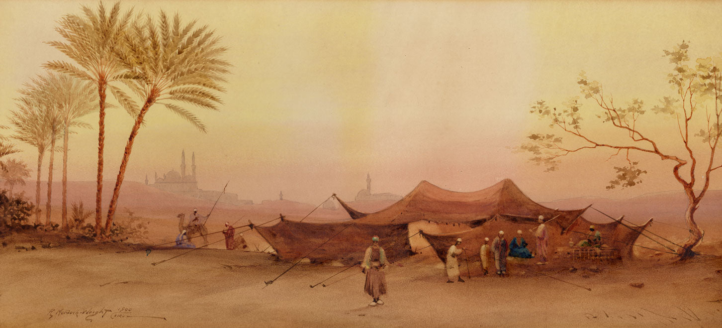 Robert Murdoch Wright, Bedouin Encampment near Cairo, Egypt – 1900 watercolour