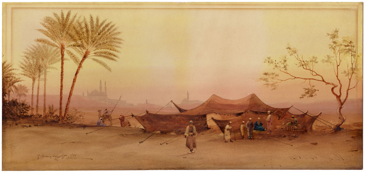 Robert Murdoch Wright, Bedouin Encampment near Cairo, Egypt – 1900 watercolour