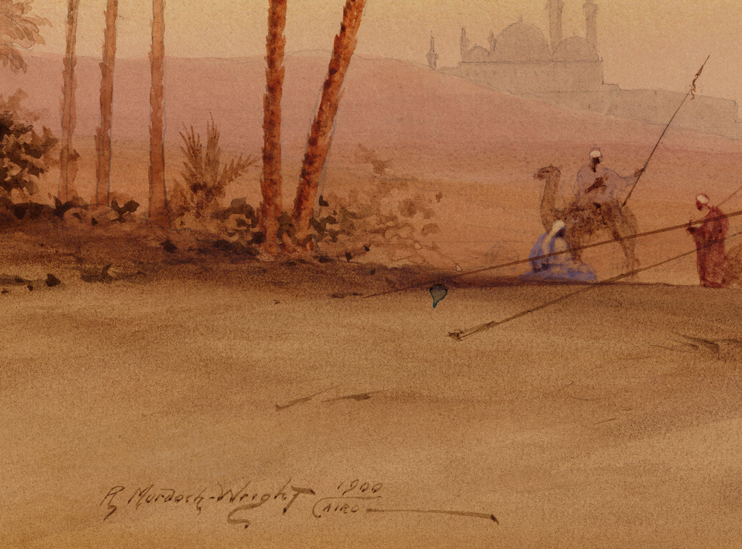 Robert Murdoch Wright, Accampamento beduino vicino al Cairo, Egitto – acquerello del 1900