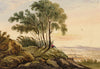 M.A. (Ricketts) Buckland, Landscape View at Sunset, Bengal – 1843 watercolour