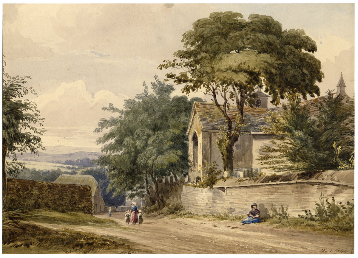 MA (Ricketts) Buckland, Chiesa del villaggio sulla costa – acquerello del 1844