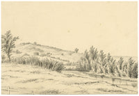 Jane Hester Ricketts, río Itchen cerca de Winchester – dibujo a grafito de la década de 1840