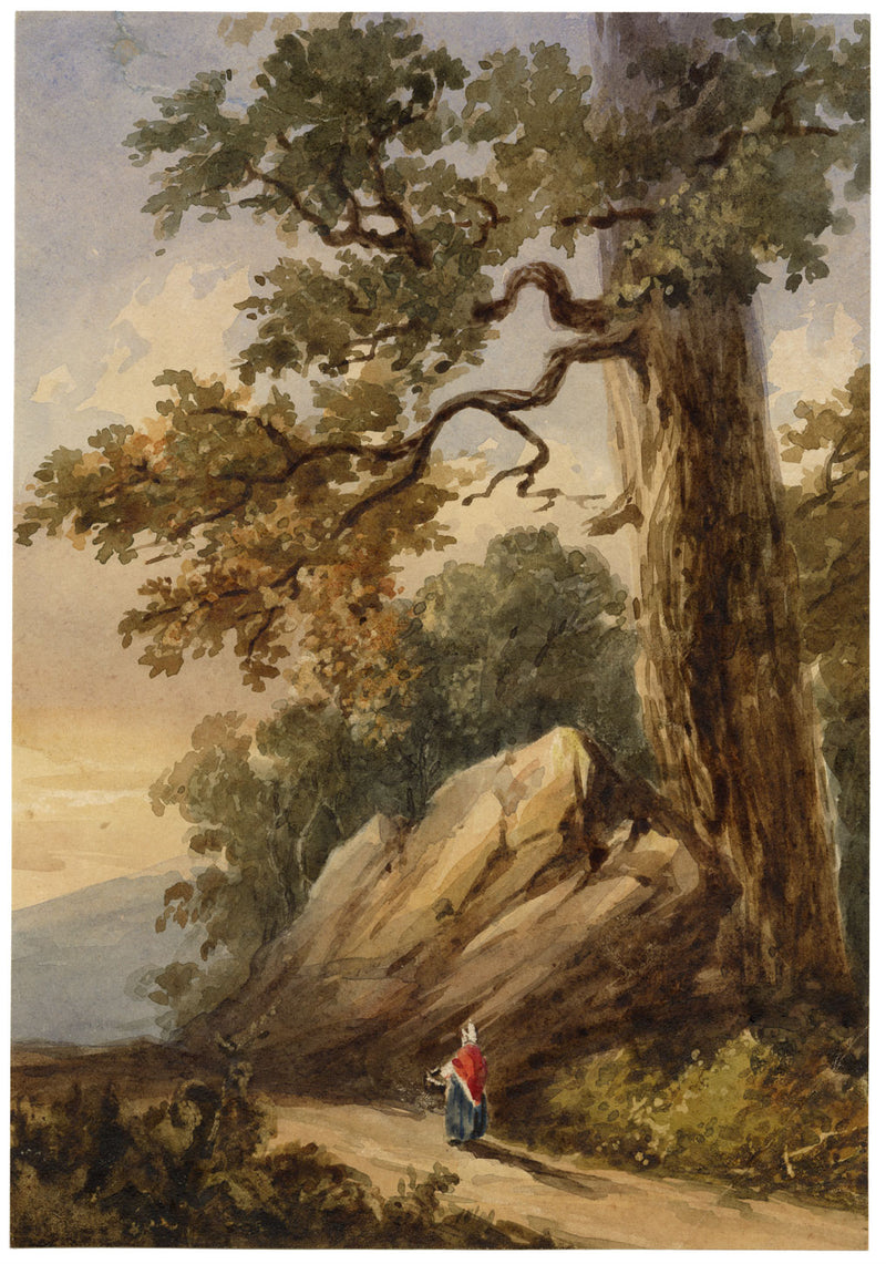 Circle of James Ward RA, Trees by Rocky Path – early C19th watercolour painting