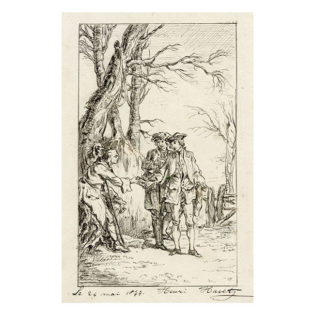 Henri Havet, Illustration from Tom Jones after Gravelot – 1877 pen & ink drawing