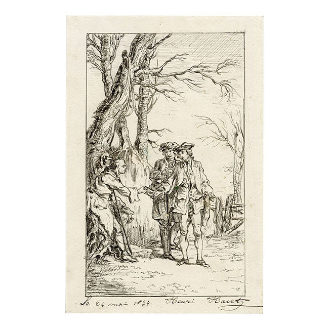 Henri Havet, Ilustración de Tom Jones según Gravelot – Dibujo a pluma y tinta de 1877