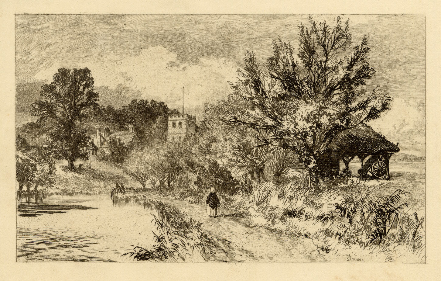 Alfred Dawson, Iffley, Oxfordshire – Original late 19th-century engraving print