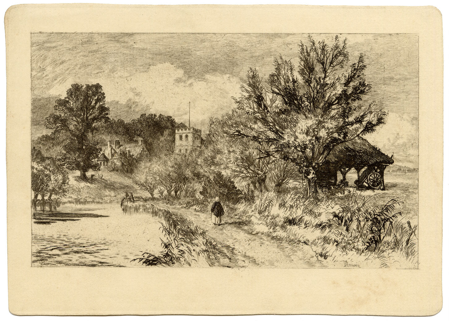 Alfred Dawson, Iffley, Oxfordshire – Original late 19th-century engraving print