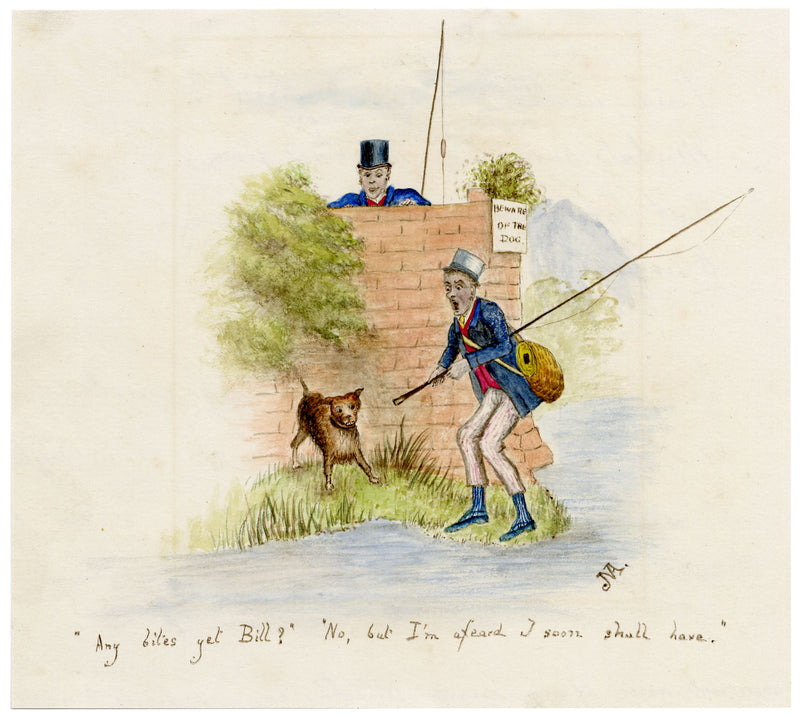 MA, Pescatore, cartone animato da schizzi di Seymour – acquerello di fine XIX secolo