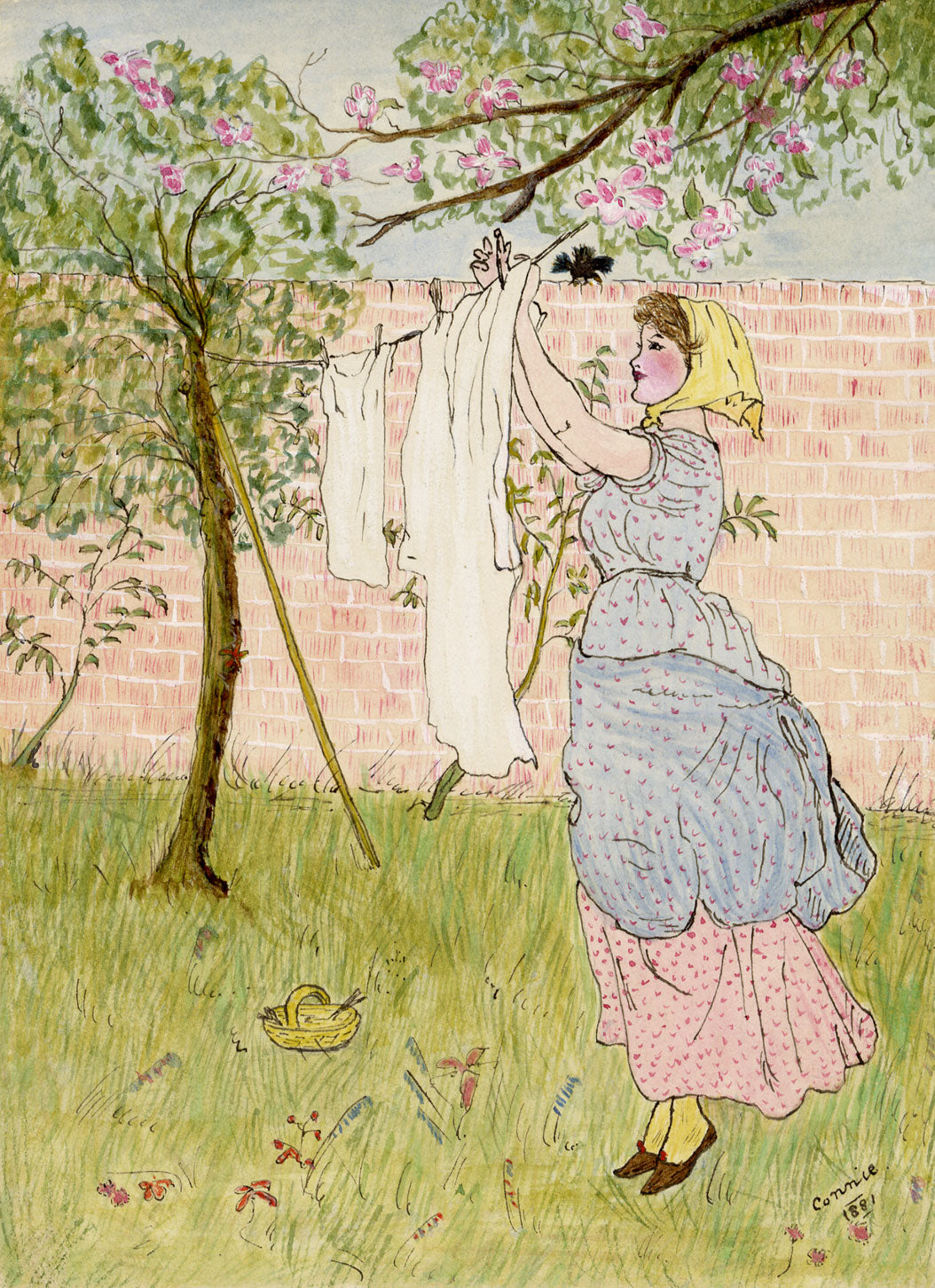 Sing a Song for Sixpence Illustration after Randolph Caldecott – 1881 drawing