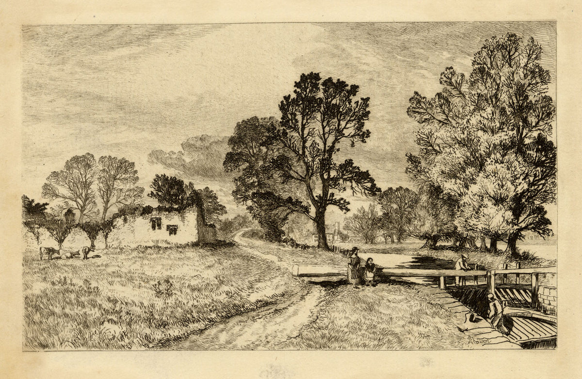 Alfred Dawson, Godstow Lock & Nunnery, Oxford –late 19th-century engraving print